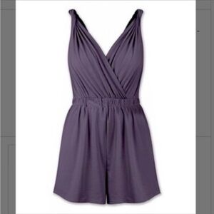 NEW•2X•Zen Lounge In Lagos Purple Romper•NWT